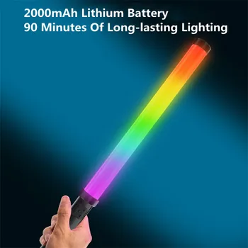 Палочка для RGB-подсветки с подставкой для штатива 360 ° Полноцветная светодиодная портативная лампа вспышка Speedlight Для фотосъемки, освещения и видеосъемки