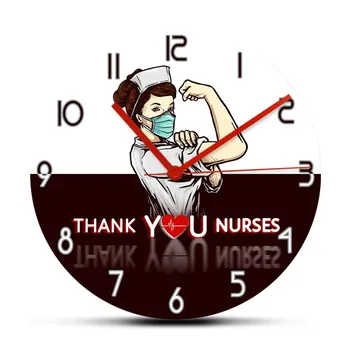 Спасибо, Медсестры, Девушка, Бесшумные Кварцевые Настенные Часы Для Офиса Клиники Доктора, Декоративная Настенная Вывеска, Часы, Благодарственный Подарок Медсестры