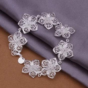 цветочная цепочка элегантные красивые ювелирные изделия серебряного цвета свадебные браслеты для женщин леди милые подарки свадебные H317