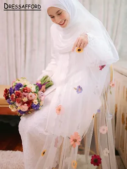 2023 Свадебная фата с цветочным принтом, Длинные Свадебные вуали
