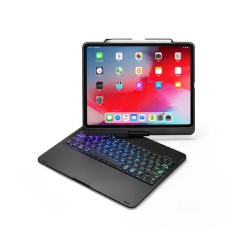 для iPad Tablet Pro 12.9 2018 3-й Чехол для клавиатуры с вращением на 360 градусов с красочной подсветкой Чехол для iPad с клавиатурой