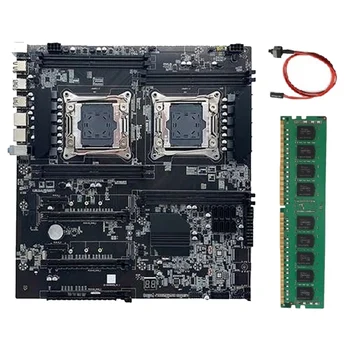 Материнская плата X99 с двумя разъемами LGA2011-3 с поддержкой двух процессоров RECC DDR4 Memory с оперативной памятью DDR4 4 ГБ 2666 МГц + кабель переключения