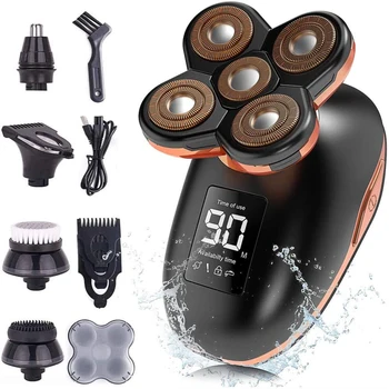 5D Плавающая Электробритва для мужчин, 5 в 1, Бритвы для Лысых Мужчин, Триммер для бороды, Комплект для ухода за лошадьми, светодиодный дисплей, USB Перезаряжаемый