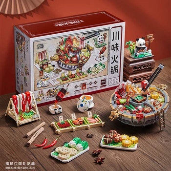Креативная мини-модель Hot Pot в китайском стиле Loz, Идея строительного блока, Идея друзей, декор для вечеринки, кирпичи, праздничные игрушки, подарки для детей