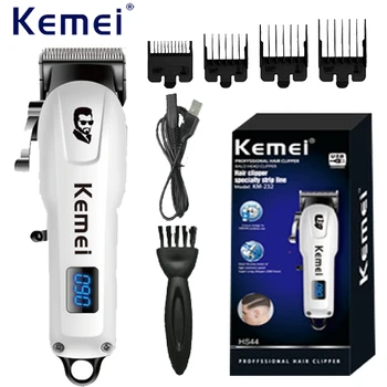 Электрическая Машинка для стрижки волос Kemei со светодиодным дисплеем, Машинка для стрижки волос для мужчин, Триммер для профессионального Бритья мужчин