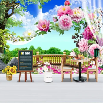 beibehang Пользовательские фотообои papel de parede 3d цветочный арт ресторан ретро диван фон из обоев Украшение дома