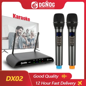 DX02 Перезаряжаемый 2-канальный динамический беспроводной микрофон С функцией Bluetooth Беспроводной микрофон Echo Используется для ТВ-караоке семейных вечеринок