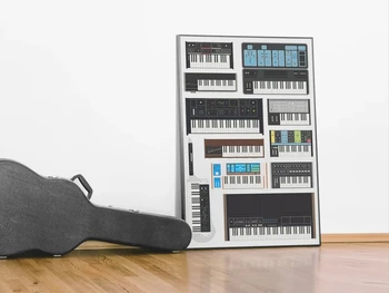 Художественная печать Moog Generations середины века Аналоговый Синтезатор Винтажная графическая клавиатура Музыкальный инструмент Декор домашней студии