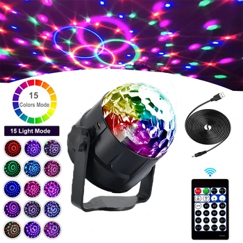 RGB 4W 15 Цветов USB LED Кристалл Волшебный Диско-Шар Свет DJ Вечеринка Автомобиль Праздник День Рождения Звук Активированный Эффект освещения Сцены
