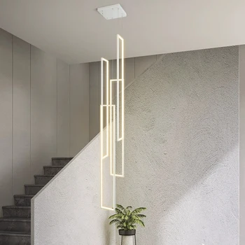 AiPaiTe современная светодиодная двухуровневая лестничная люстра белого/черного/золотого цвета для гостиной, виллы, квартиры, декоративная люстра