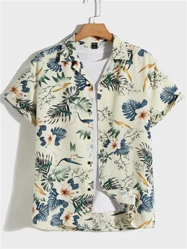 Летние мужские рубашки с 3D принтом в цветочек, Топ, Гавайи, Пляж, Уличная вечеринка Y2k с коротким рукавом, Уличная Винтажная одежда Harajuku Оптом