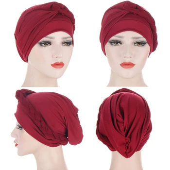 Мусульманский внутренний хиджаб От выпадения волос, эластичный Тюрбан, шапочка для химиотерапии, повязка на голову, однотонная косынка, головной платок, шапочка-капор, аксессуары для волос