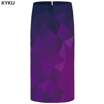 Брендовые графические юбки KYKU, женские синие, большие размеры, Винтажные повседневные юбки-карандаш в стиле Харадзюку с 3D принтом, женские забавные