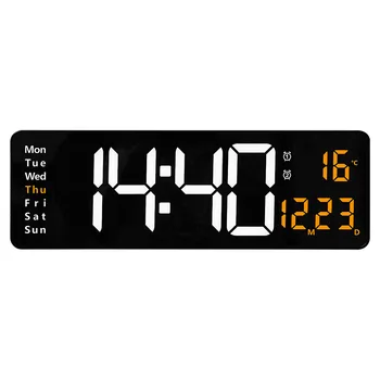 Большие цифровые настенные часы с дисплеем даты недели Настольные часы Настенные Двойные будильники Светодиодные Часы с дистанционным управлением Светодиодные настенные часы
