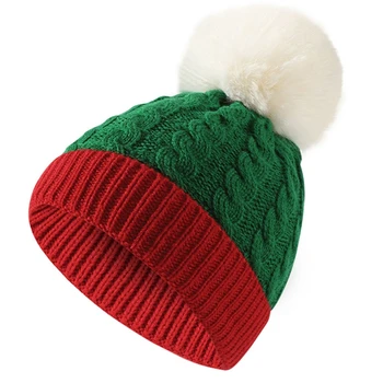 Детская Зимняя Рождественская шапка Красная Шерстяная шапочка Санта Осень Теплые Шапки для защиты от холода 2023 Украшение вечеринки Уличная Вязаная шапочка