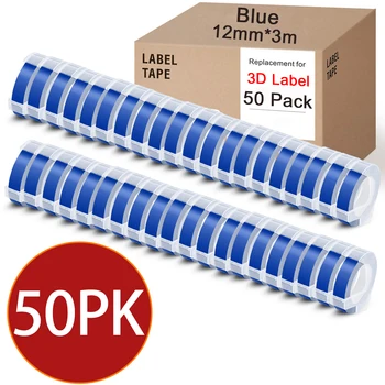 50 Упаковок Этикеток, Совместимых с пластиковыми лентами для тиснения Dymo 3D для Ручной пишущей машинки Dymo 12965 Motex E-101 1610 1540 Label Maker