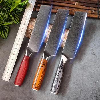 Высококачественный Дамасский кухонный нож Из 67 слоев стали, универсальный нож для разделки мяса шеф-поваром, Удобная Деревянная ручка, Мясницкий нож для резки мяса