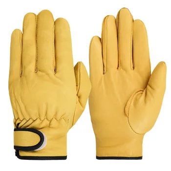 Спортивные Мужские защитные рабочие перчатки Механика из овчины, желто-Белая Кожа, промышленные рабочие перчатки, перчатки для одежды