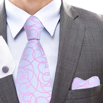 Лил 8 см Фиолетовый Современный Шелковый Галстук, модный Галстук с геометрическим рисунком, набор с запонками, Галстуки-носовые платки для модных мужчин