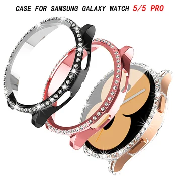 Чехол с бриллиантами для Samsung Galaxy Watch 5/5 pro/4 44 мм 40 мм, чехол для ПК, универсальный защитный бампер Galaxy watch4 classic 42 мм 46 мм