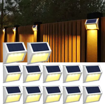 Солнечные Ступенчатые Светильники 4 Пакета Солнечных Ограждающих Светильников на открытом воздухе с 30 Светодиодами IP65 Водонепроницаемое Палубное Освещение для Дорожек, Садовых Лестничных Ламп