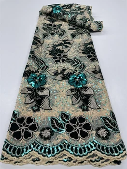 Африканские блестки Бархатная сетка Кружевная ткань 2022 Мода 3D Цветочная вышивка французский Тюль ткань для свадебного платья Невесты
