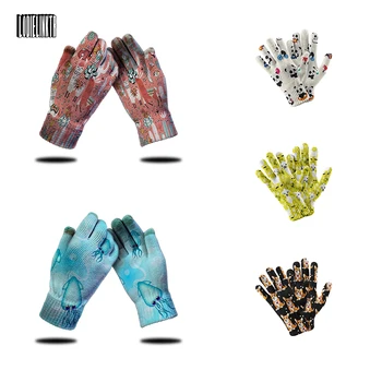 Новые 3D перчатки ручной вязки с маленькими животными, Милая Мультяшная панда, собака, Мягкие варежки Для женщин, рабочие лыжные перчатки Унисекс с сенсорным экраном