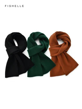 Однотонный, базовый, черный, темно-зеленый, карамельный, кашемировый, Маленький шарф для мужчин, Зимние Теплые Шерстяные шарфы для женщин, Роскошный подарок