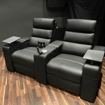 Новый дизайн Вилла Бежевый Двухместный диван с электроприводом Частный кинотеатр Домашняя гостиная Кожаное кресло