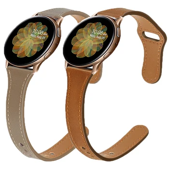 20 мм 22 мм тонкий кожаный ремешок для Samsung watch 4/Classic 45/40 мм/46 мм браслет Amazfit GTS/2 47 мм/bip Galaxy watch Active 2 ремешок