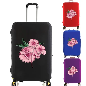 Чехол для багажа, защитный чехол для чемодана, Эластичный чехол с большим цветком Фламинго, устойчивый к царапинам и пыли, для 18-32-дюймовой тележки для путешествий