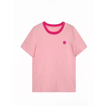 TT045 2023, летняя новая высококачественная хлопковая крутая футболка, женская розовая повседневная рубашка с короткими рукавами, облегающая плечи