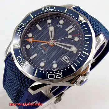 41 мм синий циферблат Bliger GMT ручной керамический безель сапфировое стекло дата автоматические мужские часы B239