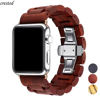 Деревянный ремешок для Apple Watch band 44 мм 40 мм iWatch band 42 мм 38 мм Металлический браслет с застежкой-бабочкой Apple watch series 6 5 4 3 se