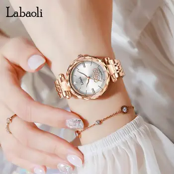 Женские часы с циферблатом в виде сердечка из розового золота LABAOLI, женские наручные часы из нержавеющей стали Для подарка любителю женских часов