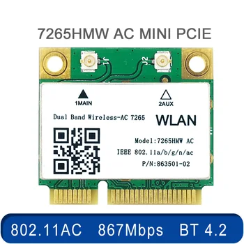 Беспроводная карта 1200 Мбит/с 7265HMW Mini PCI-E 7265AC с антенной Wifi Bluetooth 4.2 2.4G 5 ГГц 802.11ac Adapte Для Ноутбука