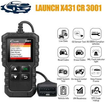 LAUNCH X431 CR3001 Полный Автомобильный Считыватель OBD2 Сканер Инструмент Диагностики Автомобиля Проверка Двигателя Бесплатное Обновление PK KW902 KW850 ELM327