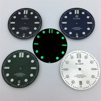 Циферблат наручных часов BLIGER 31 мм черный синий белый Зеленый циферблат зеленый светящийся подходит для механизма NH35 с датой 6 часов