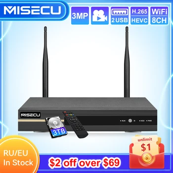 MISECU 8CH H.265 3MP Беспроводной Видеорегистратор Wifi Система видеонаблюдения P2P ONVIF IP-камера HDMI Сетевой 3MP Видеорегистратор NVR