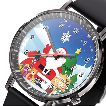 Повседневные кварцевые наручные часы с рождественским рисунком старика лося, часы на рождественскую елку, мужские и женские трендовые классические часы