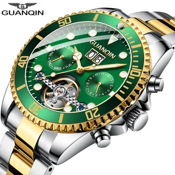 2019 Новые часы GUANQIN, Автоматические часы для дайвинга, механические часы для плавания, водонепроницаемые часы в стиле Турбийона, мужские роскошные relogio masculino