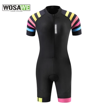 Женский Комплект из Джерси для велоспорта WOSAWE для триатлона с коротким рукавом Skinsuit Maillot Ropa Ciclismo, Велосипедная одежда, Велосипедные Рубашки, Комбинезон