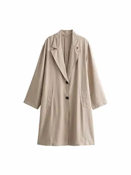 Женское новое модное украшение с карманами, свободная драпировка, повседневный тренч, винтажная женская верхняя одежда на пуговицах с длинным рукавом, шикарное пальто