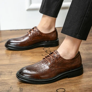 мужские модельные туфли-оксфорды на шнуровке, деловая мода, свадебные туфли ручной работы, кожаные дизайнерские мужские туфли с перфорацией типа 