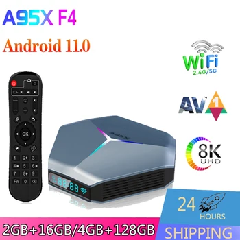 A95XF4 Smart Android RGB Light TV Box Amlogic S905X4 Android11.0 2,4 G & 5G Двойной WiFi BT4.1 Ethernet 100M Медиаплеер 8K A95X F4