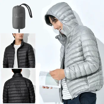 Новая брендовая осенне-зимняя легкая пуховая куртка, мужская мода, Короткое ультратонкое легкое молодежное тонкое пальто, пуховики