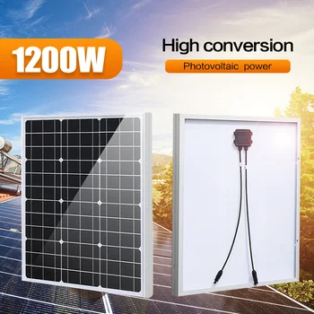 Высокоэффективный Портативный Банк питания с солнечной панелью Мощностью 1200 Вт 18 В, Гибкая аварийная зарядка Наружных солнечных батарей для дома/кемпинга
