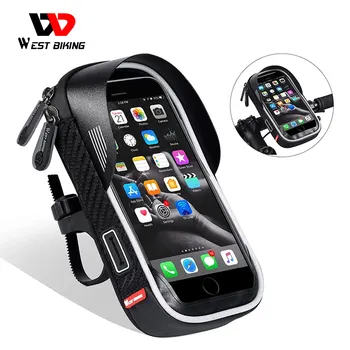 WEST BIKING Водонепроницаемая Велосипедная сумка Сумка для крепления мобильного телефона для 6,5-дюймового iPhone Samsung Крепление для телефона MTB Велосипедные сумки на руль
