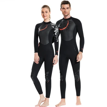 3 мм Неопреновый купальный костюм, Китайский гидрокостюм, Мужской, женский, цельный, с длинным рукавом, теплый Костюм для серфинга, Подводного плавания