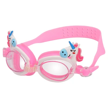 Милые плавательные очки с мультяшным Единорогом для девочек, противотуманные очки для плавания, Летние аксессуары для плавания, силиконовые очки с берушами